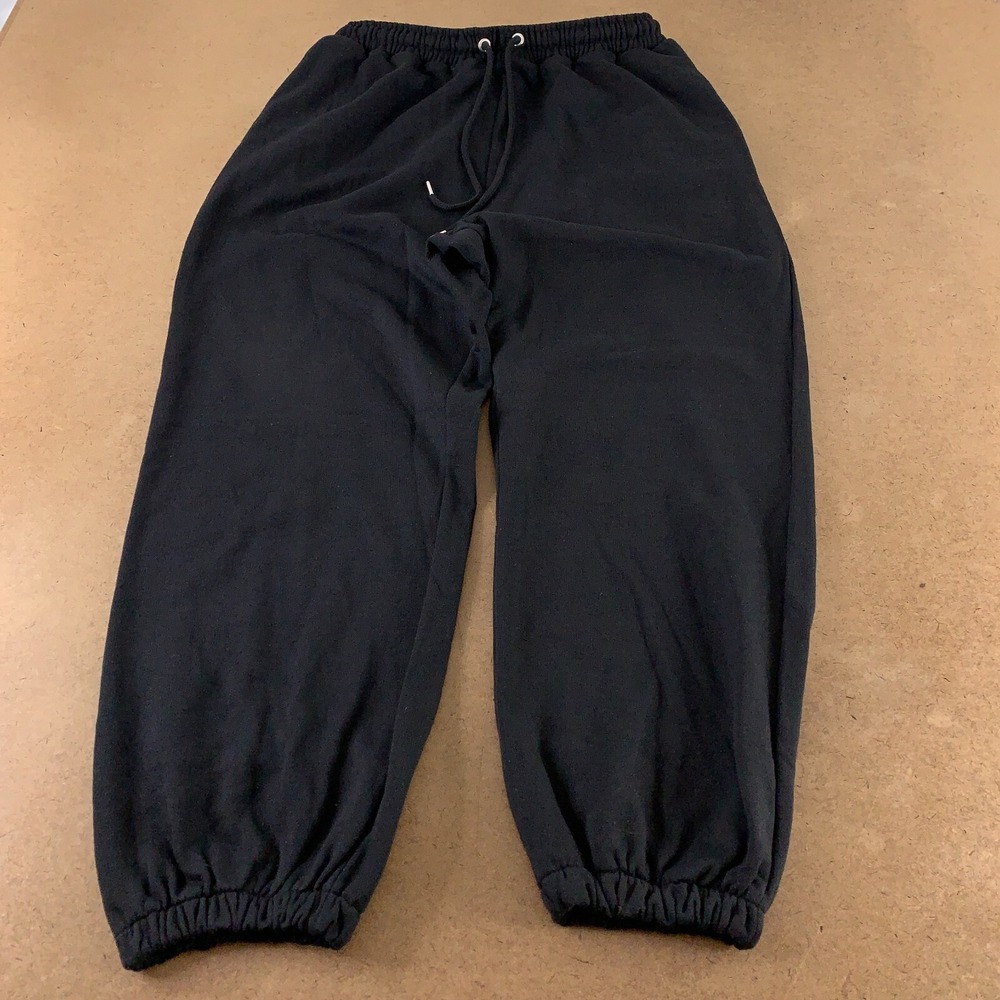 Boohoo Women's Size 12 Black Fleece High Rise Pocketed Cropped Sweatpants New